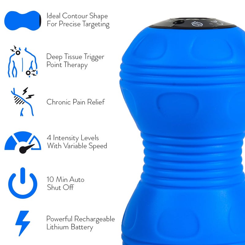 Rolling With It Vibrating Peanut Massage Ball - Deep Tissue Trigger Point Therapy, Myofascial Release - Handheld, Cordless - 4 Intensity Levels - Dual Lacrosse Ball Vibration Massager (Blue) - Image 2